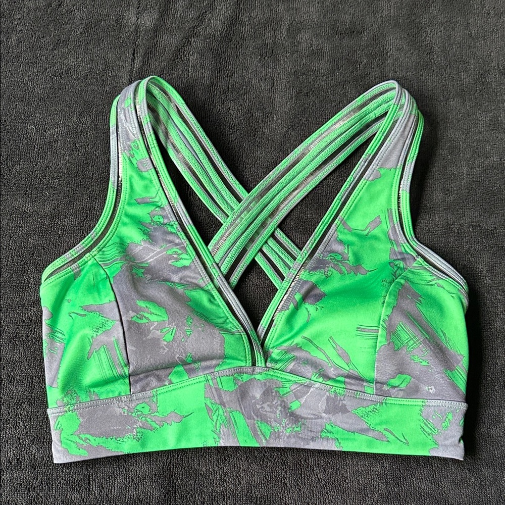 JoyLab Vibrant Green and Gray Sports Bra